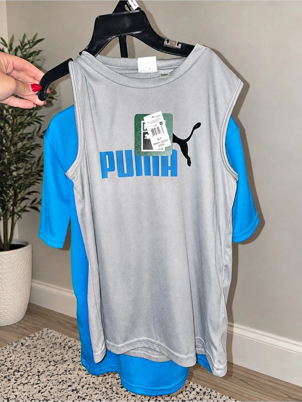 Puma Boys 6/7 Blue & Gray 2-Piece Shirt Set NWT